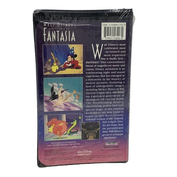 DISNEY Sorcerer Mickey Plush, VHS Fantasia Final Release Clamshell Movie Sealed - Picture 7 of 8